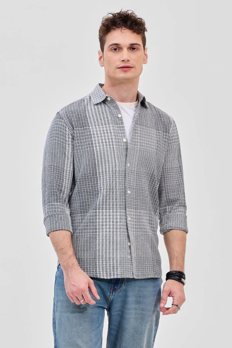 SNITCH Black Checks Slim Fit Shirt